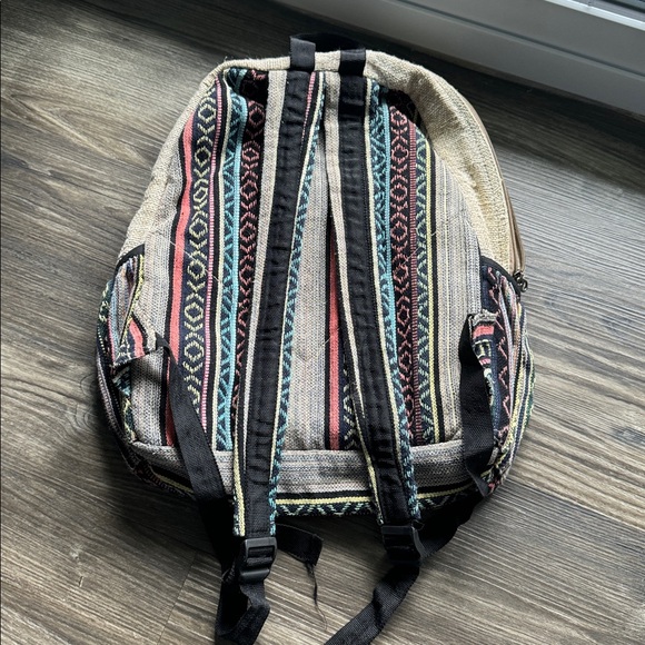 Himalayan Pure Hemp Rainbow Multicolor Large Pocket Design Backpack - Picture 5 of 5